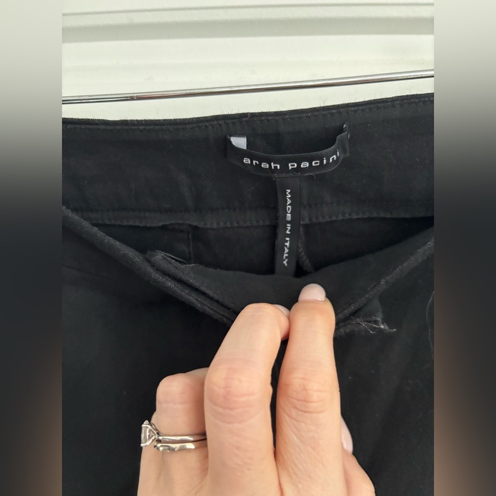 Sarah Pacini Linen Trousers Stretch Midnight Black Classic Neutral Size 2 M - Picture 3 of 5